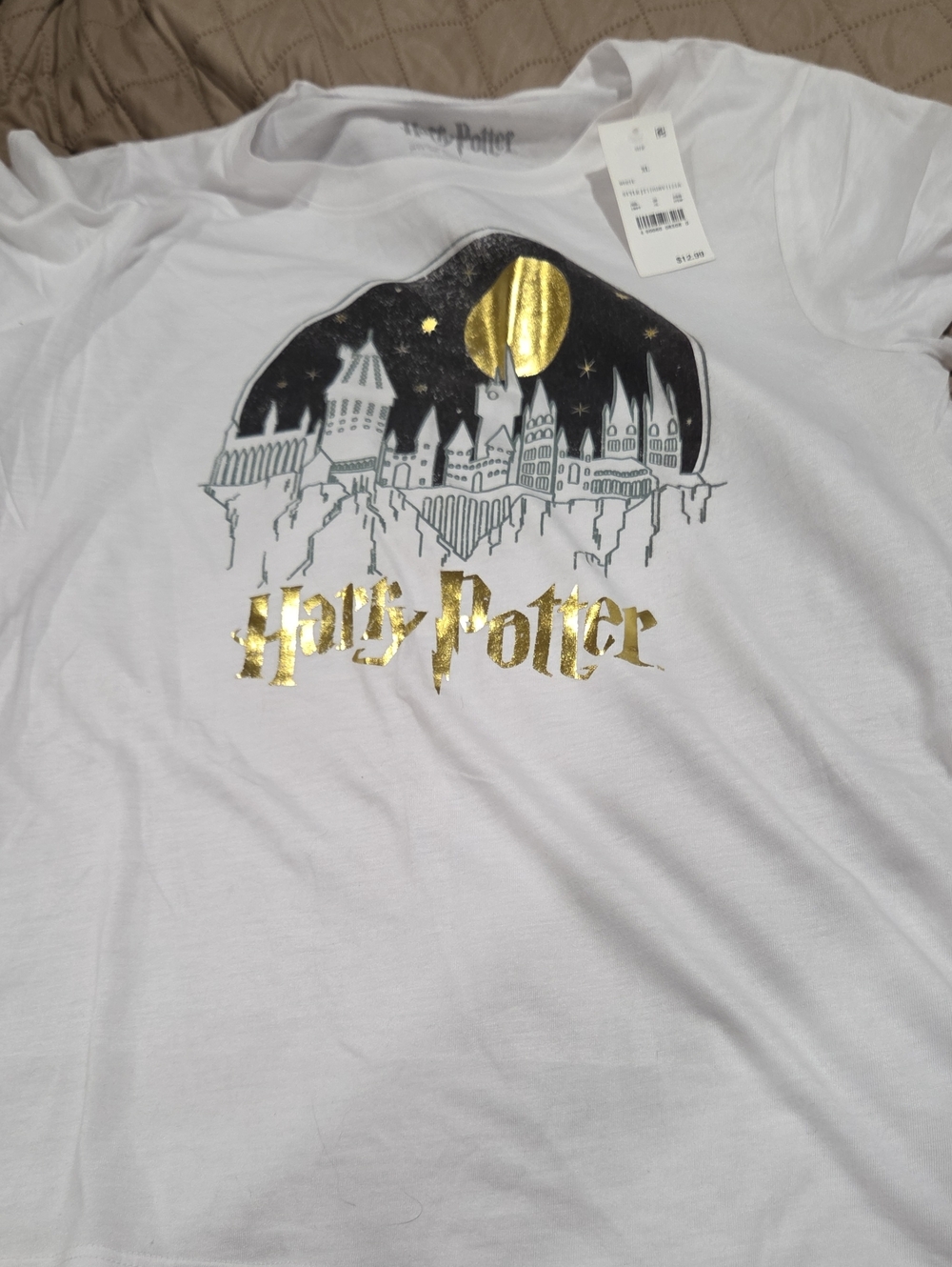 Harry Potter White Short-Sleeve Tee with Gold Foil Logo